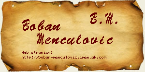 Boban Menčulović vizit kartica